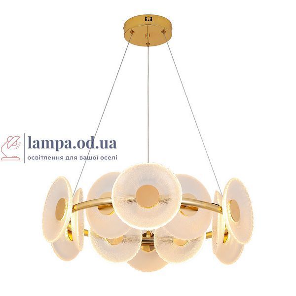 Подвесная LED-люстра 8036103-12LED (600) FGD, золотая, &Oslash;57 см, стеклянные плафоны 175 мм, три режима света LVS6387 фото