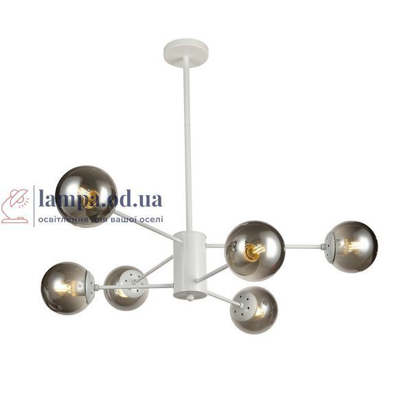 Сучасна люстра Levistella 7526033-6 WH+BK, біла з чорними плафонами, 6 ламп E27, &Oslash;95 см, від 18-25 м2 LVS3000 фото