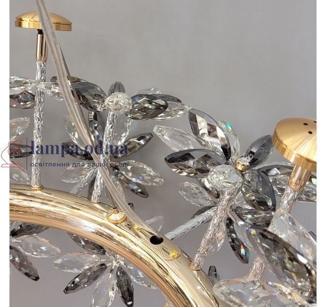 Большая кольцевая подвесная люстра Artlight 25028-750GD золотая на 16 ламп G4 со стеклянным цветочным декором 25028-750GD фото