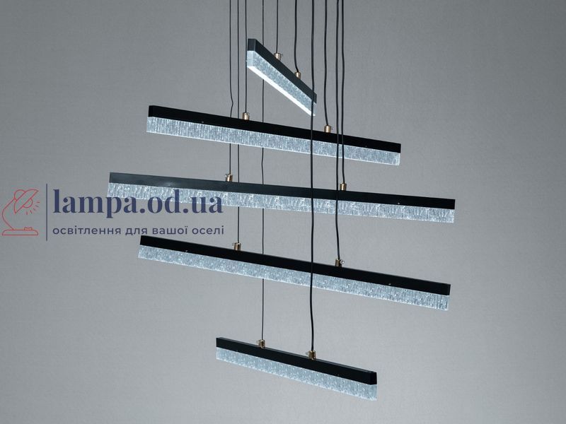 Підвісна LED-люстра Diasha SX1016/5BK, чорна, 70W, акрилові світлові планки, регулювання висоти та пульт SX1016/5BK фото