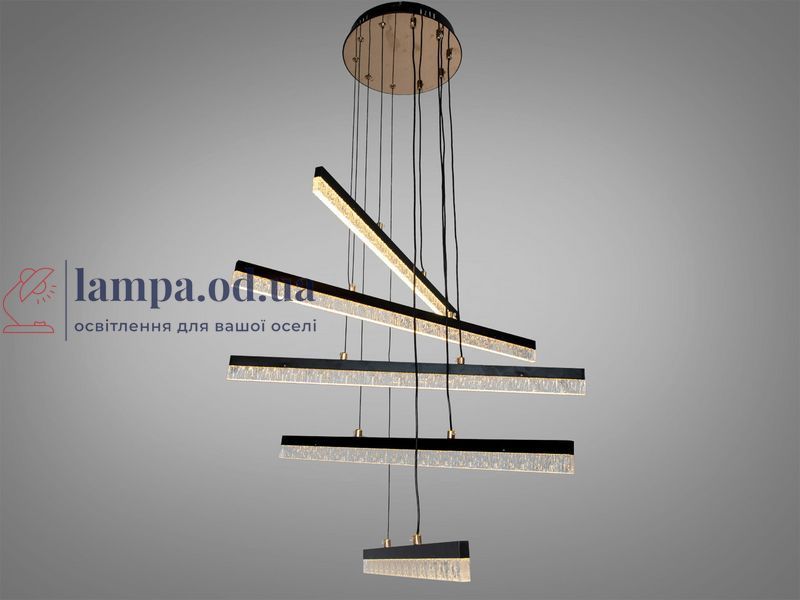 Підвісна LED-люстра Diasha SX1016/5BK, чорна, 70W, акрилові світлові планки, регулювання висоти та пульт SX1016/5BK фото