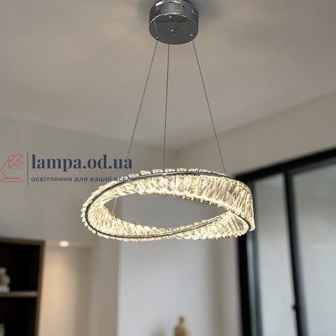 Подвесная LED-люстра кольцо Linisoln 548-500 CH 55W, диаметр 50 см, металл и хрусталь 548-500 CH фото