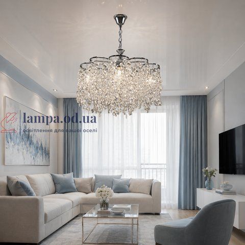 Підвісна кришталева люстра Splendid Ray L2936/6 (CH), хром, 6 ламп E27, від 13-20 м&sup2; 30437706 фото