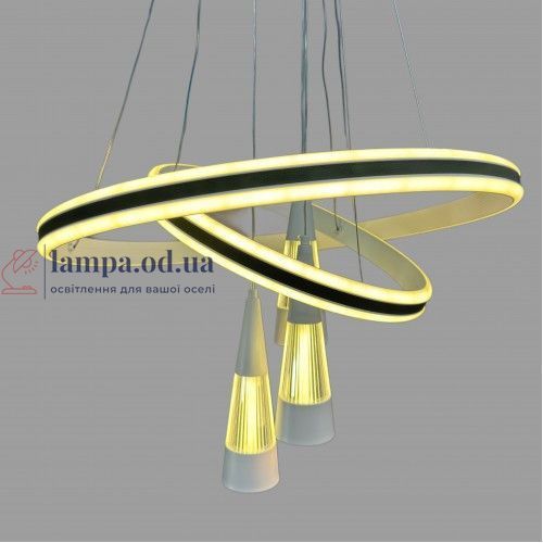 Лед люстра підвісна Linisoln 100-3 WH метал, акрил, LED-стрічка, 100 Вт, 110 см висота, 60*40 см ширина 100-3 WH фото