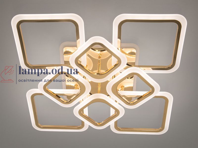 Люстра стельова LED Diasha HA8060/4+4G, 115W, 3200K-6500K, золото, сучасний стиль з пультом управління HA8060/4+4G LED 3color фото