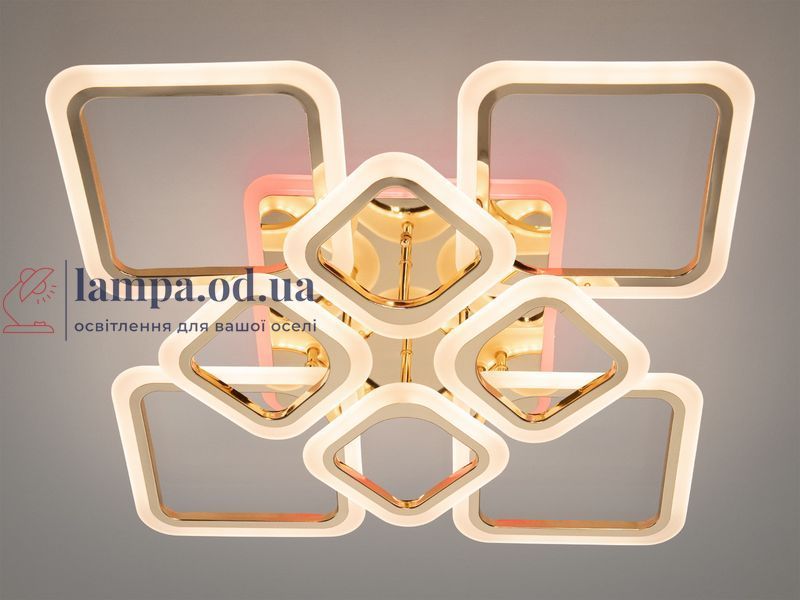 Люстра стельова LED Diasha HA8060/4+4G, 115W, 3200K-6500K, золото, сучасний стиль з пультом управління HA8060/4+4G LED 3color фото