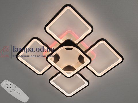 Люстра стельова LED Diasha 8060/4+1BK, 150W, 3200K-6500K, чорний метал, сучасний стиль, з диммером, пульт ДУ 8060/4+1BK LED 3color d фото
