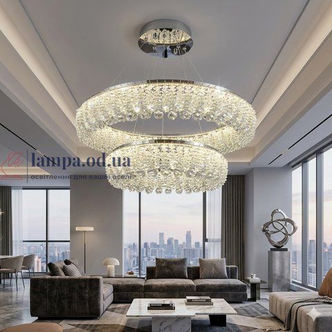 Подвесная хрустальная LED-люстра для гостиной Linisoln 7903-60&times;40 140Вт хром с диммером до 20 м&sup2; 7903-60*40 140W фото