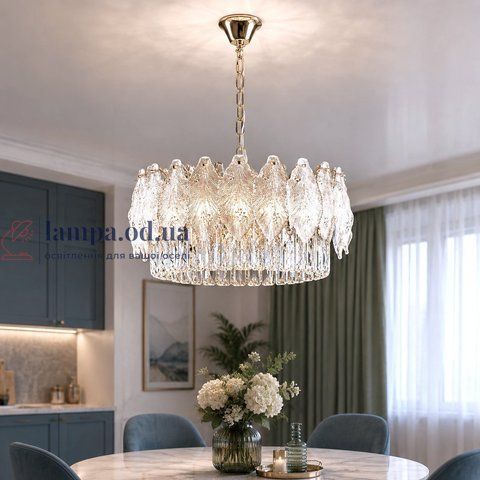 Підвісна кришталева люстра Splendid Ray LM2333/450/10 SGD у золотому кольорі для вітальні та спальні 30433788 фото