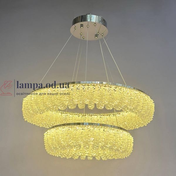 Підвісна кришталева LED-люстра для вітальні Linisoln 7903-60&times;40 140 Вт хром із димером до 20 м2 7903-60*40 CH 140W фото