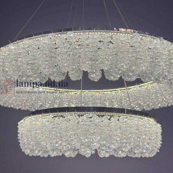 Підвісна кришталева LED-люстра для вітальні Linisoln 7903-60&times;40 140 Вт хром із димером до 20 м2 7903-60*40 CH 140W фото