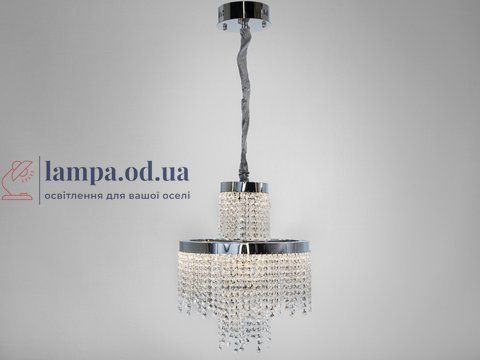 Підвісна кришталева люстра Diasha 376-400CH &mdash; двоярусна LED-модель із каскадним блиском, потужність 70 Вт, діаметр 39 см 376-400CH фото