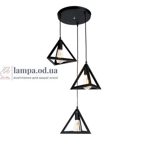 Подвесной светильник Levistella 7528873-3 BK, E27, черный металл, 3 плафона, стиль лофт LVS03077 фото