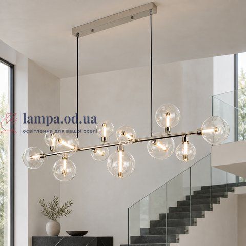 LED-люстра з 12 прозорими скляними кулями Levistella 788P10108-12 CH+CL, 25 Вт, хром, 123 см, 30-40 м&sup2; LVS7356 фото