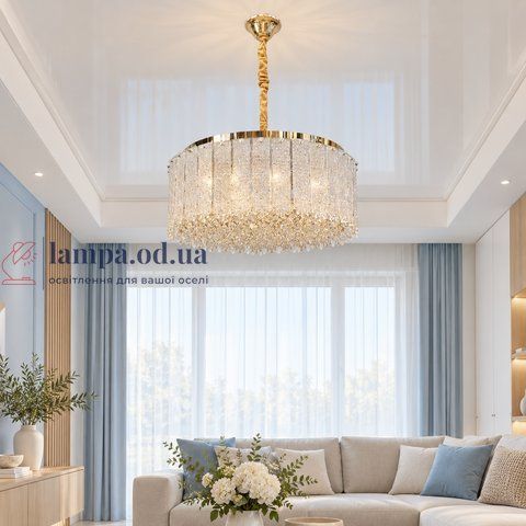 Кришталева люстра зі скляними пластинами ArtLight 1632/600GD, LED 90 Вт + 8xE14, золото, 57 см, 13-20 м&sup2; 1632/600GD фото