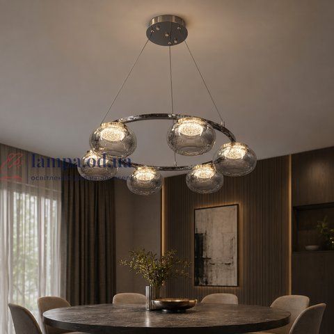 Світлодіодна люстра підвісна Artlight LQ7125-6 з шістьма графітовими плафонами, 35W LQ7125-6 фото