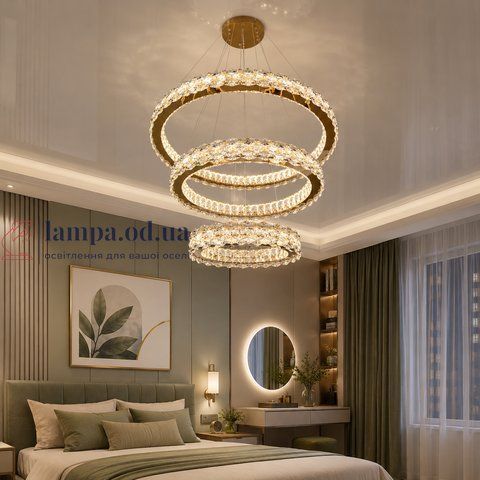Подвесная LED-люстра Diasha 7895/800+600+400S-gold для гостиной, зала и лестницы, хрусталь, 95 W, 75 см, 16-25m2 7895/800+600+400S-gold фото