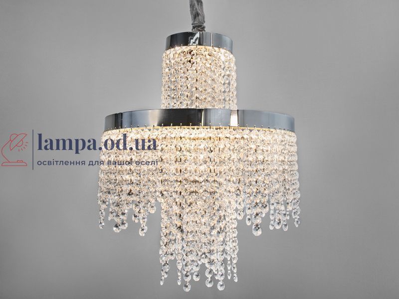 Подвесная хрустальная люстра Diasha 376-400CH &mdash; двухъярусная LED-модель с каскадным блеском, мощность 70 Вт, диаметр 39 см 376-400CH фото