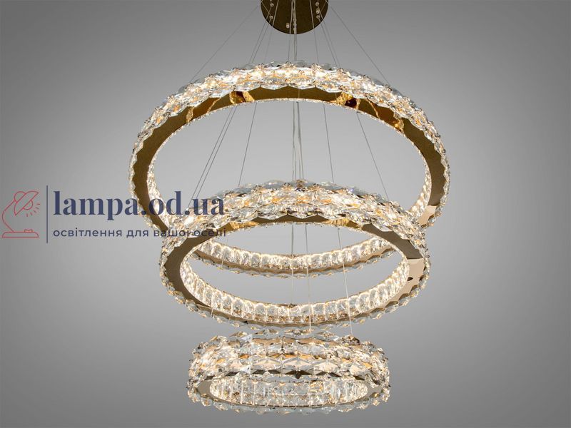 Подвесная LED-люстра Diasha 7895/800+600+400S-gold для гостиной, зала и лестницы, хрусталь, 95 W, 75 см, 16-25m2 7895/800+600+400S-gold фото