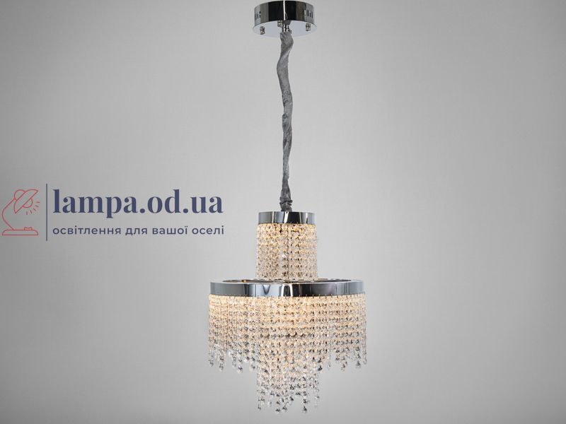 Подвесная хрустальная люстра Diasha 376-400CH &mdash; двухъярусная LED-модель с каскадным блеском, мощность 70 Вт, диаметр 39 см 376-400CH фото