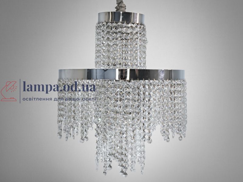 Подвесная хрустальная люстра Diasha 376-400CH &mdash; двухъярусная LED-модель с каскадным блеском, мощность 70 Вт, диаметр 39 см 376-400CH фото