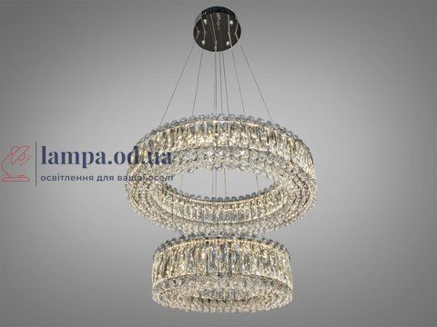 Потолочная люстра LED Diasha 8693-600+400CH, 85W, хром, хрустальная, регулируемая высота, для офиса, кафе, гостиной, спальни 8693-600+400CH фото