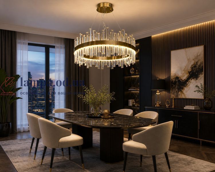 Підвісна LED-люстрацвіт латунь Diasha 836/600BR кришталева, 135 Вт, 58 см, 14-20m2 836/600BR фото