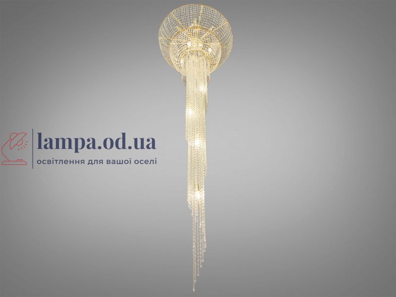 Люстра стельова Diasha FH012/800x2400G-2 Кришталевий каскад 16 ламп, E14, лимонне золото, 255 см, сучасний стиль для інтер'єру FH012/800x2400G-2 фото