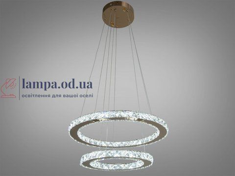 Люстра стельова LED Diasha 7206-6W/480+340G "Кришталеві кільця", 55W, 3025 лм, золото, для коридору, кухні, спальні 7206-6W/480+340G фото