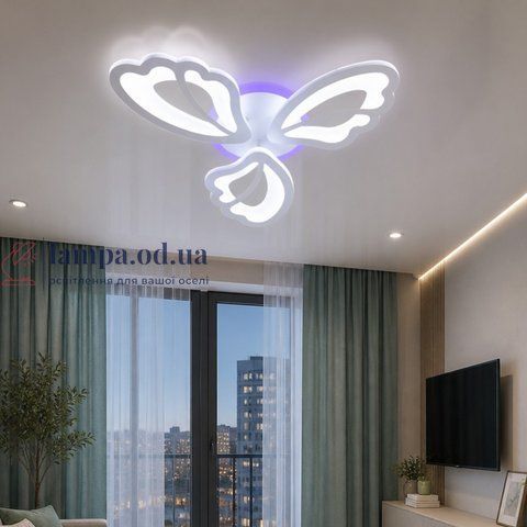 Компактная потолочная LED-люстра с пультом Diasha 8166/3WH белая, 3 модуля, 50Вт, 55 см, до 12 м&sup2; 8166/3WH LED 3color dim фото