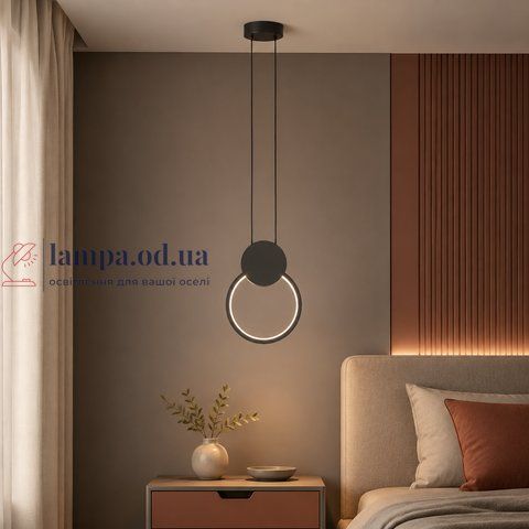 Одиночный чёрный LED-подвес Artlight 8207BBK с круглым световым кольцом и диском 8207BBK фото