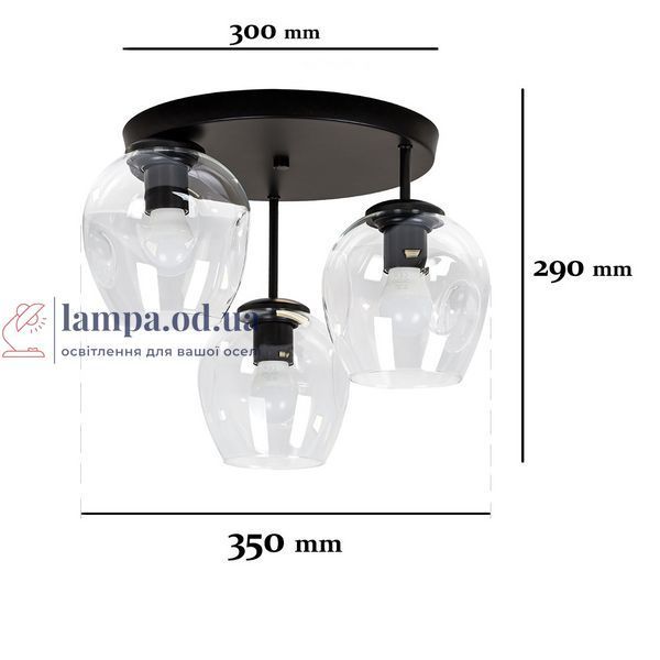 Люстра стельова Levistella 756HPR0231F-3 BK+CL (300), E27, 3 лампи, чорний + прозорий, сучасний дизайн LVS4369 фото