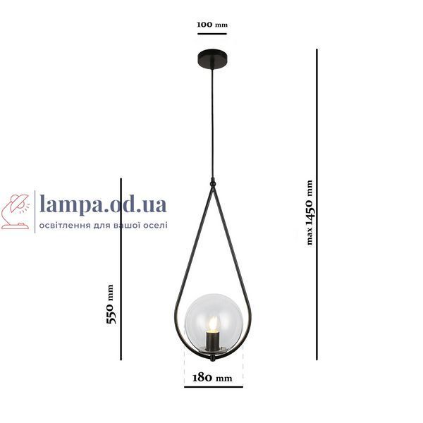 Подвесной светильник Levistella 9163725-1 BK+CL, черный+прозрачный, современный стиль для дома LVS3477 фото