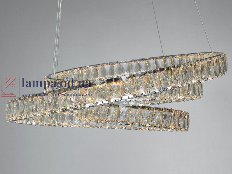 Стильна підвісна LED-люстра з кришталем Diasha D8876/600CH, 92W, пульт, хром, &Oslash;58 см D8876/600CH фото