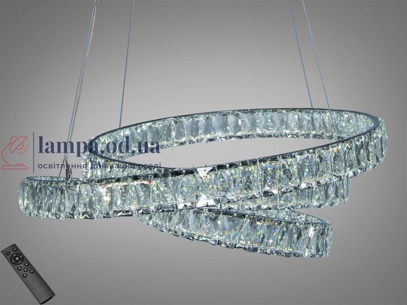 Стильна підвісна LED-люстра з кришталем Diasha D8876/600CH, 92W, пульт, хром, &Oslash;58 см D8876/600CH фото