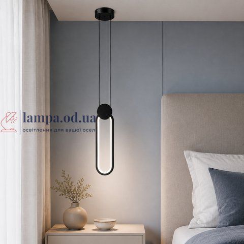 Узкий вертикальный LED-подвес Artlight 8207CBK с вытянутой световой петлёй в чёрном цвете 8207CBK фото
