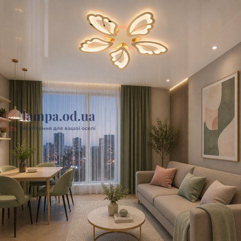 Потолочная LED-люстра Diasha 8166/5G золото, 5 модулей, 80Вт, 64 см, 10-16m&sup2; 8166/5G LED 3color dimm фото