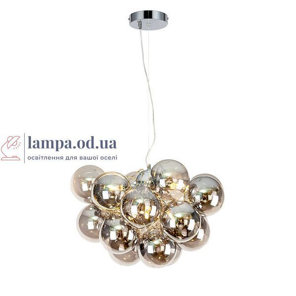 Каскадна люстра з 18 димчастими скляними кулями Levistella 7522706-6 (18) CR+BK, 6 ламп G9, хром, 50 x 30 см, 10-18 м2 LVS7117 фото