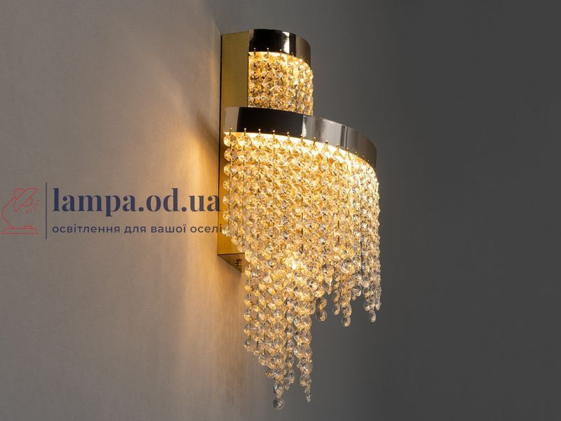 Настенный хрустальный светильник Diasha 376-BGD LED-модель в золотом цвете, мощность 28 Вт, высота 45 см 376-B GD фото