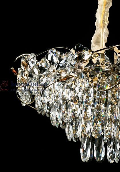Круглая золотая подвесная люстра с хрустальным декором Splendid Ray L2216/500*H270/9, 50 см на 9 ламп E14 30438233 фото