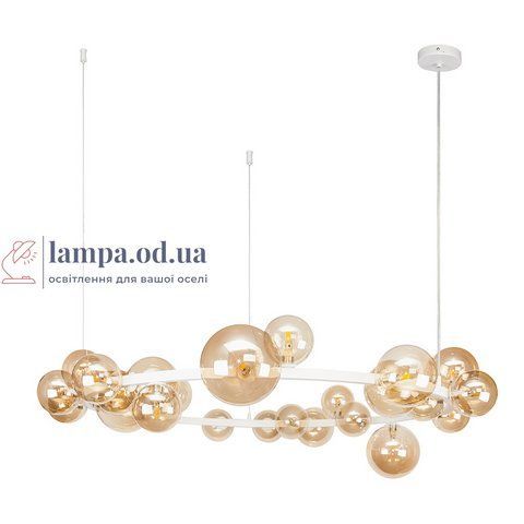 Люстра підвісна Levistella 918LP267-24 WH+BR &mdash; білий корпус, коричневі скляні кулі LVS6424 фото