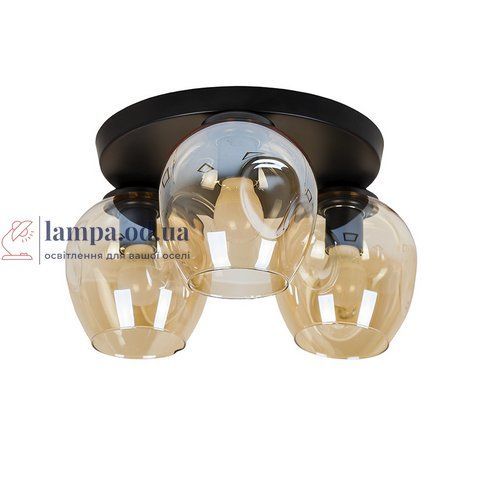 Потолочная люстра Levistella 756XPR0231F-3 BK+BR (300), 3 лампы E27, черный + коричневый, металл + стекло, 300мм LVS4373 фото