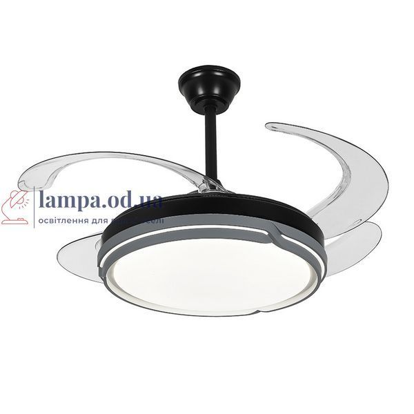 Люстра вентилятор LED Levistella 7943070 (48) BK, 80W, 1200 мм, чорний, сучасний стиль з пультом, регульована температура світла LVS5209 фото