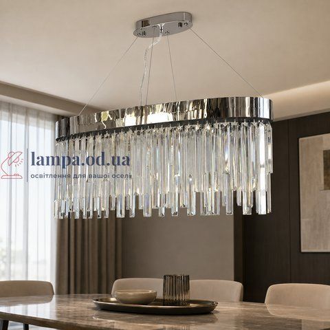 Підвісна люстра Artlight P809/800L CH на 10 ламп E14 із овальним хромованим корпусом P809/800L CH фото