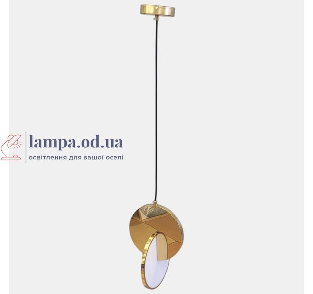 Золотий дизайнерський LED-підвіс Artlight 8219S GD із дзеркальною латунною пластиною та світловим колом 8219S GD фото