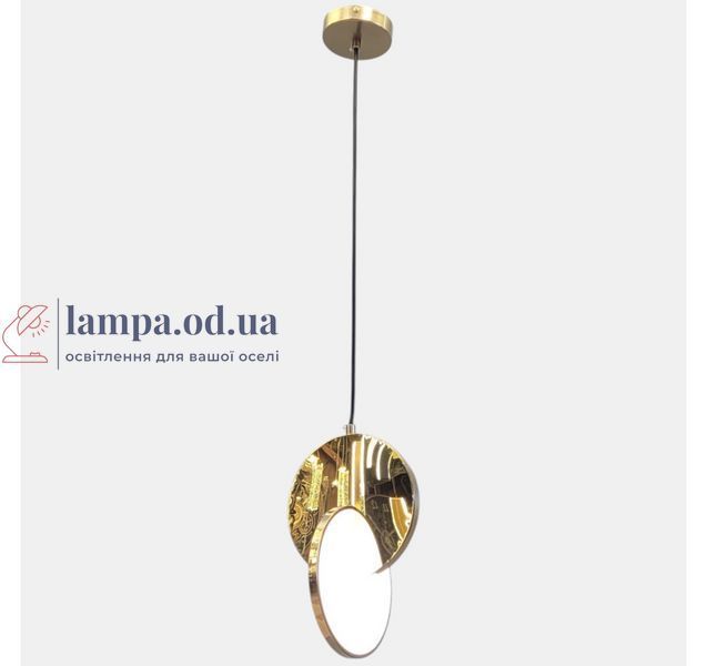 Золотий дизайнерський LED-підвіс Artlight 8219S GD із дзеркальною латунною пластиною та світловим колом 8219S GD фото