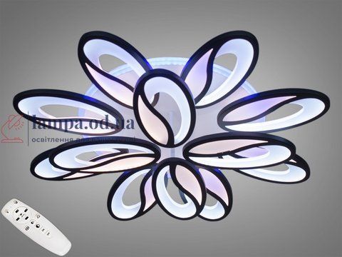 Люстра стельова LED Diasha 8090/8+4BK, 190W, 4100K, чорний метал, сучасний стиль для дому 8090/8+4BK LED 3color d фото