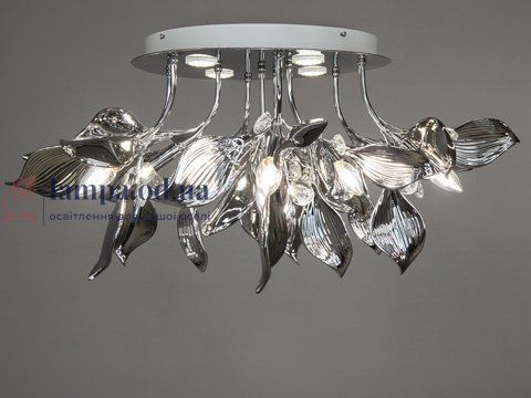 Люстра стельова декоративна LED Diasha 7229-10+4C HR 10 ламп, E14, 40 см, хром, сучасний стиль для залу 7229-10+4C HR фото
