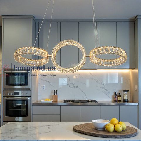 Кришталева LED-люстра кільця Diasha D8893/250x3B G, 68W, пульт, золото, 82 см D8893/250x3B G фото