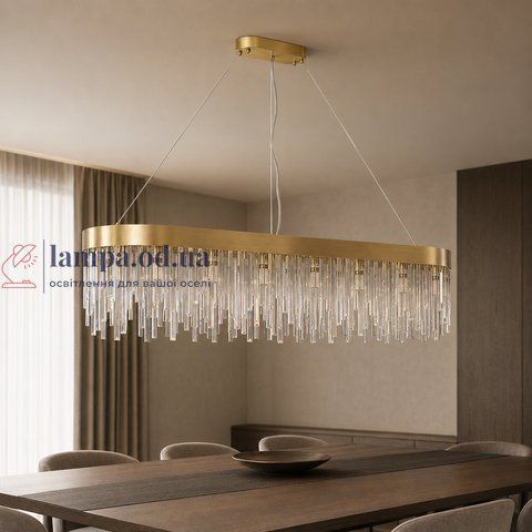 Підвісна люстра Artlight P809/800L GD на 10 ламп E14 із овальним латунним корпусом P809/800L GD фото
